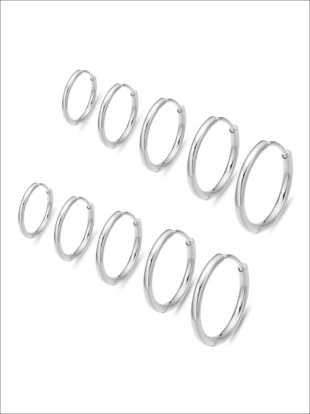 316L Surgical Steel Huggie Hoop Earrings Cubic Zirconia Pave Set